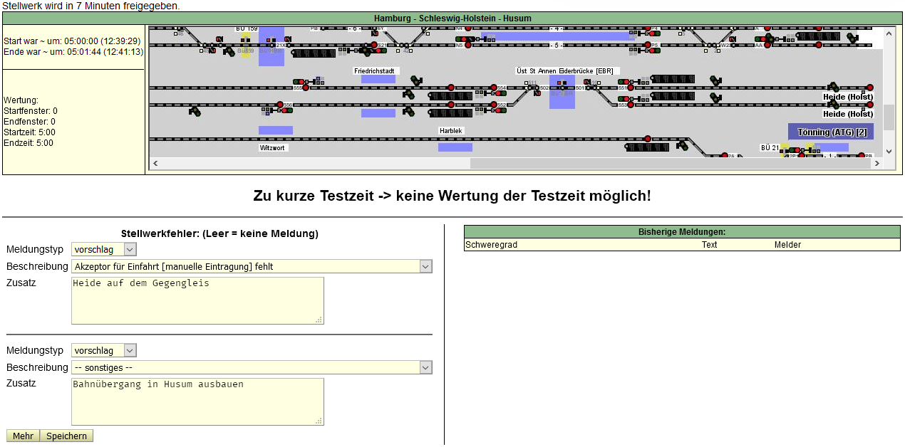 Formular am Ende des Tests