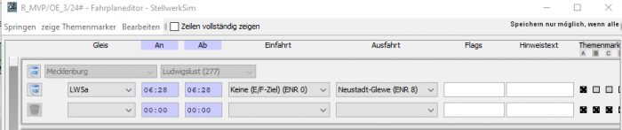 E-Flag Zielzug Fahrplan